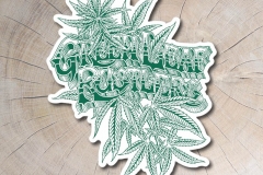 Green Leaf Rustlers Sticker Weed Logo